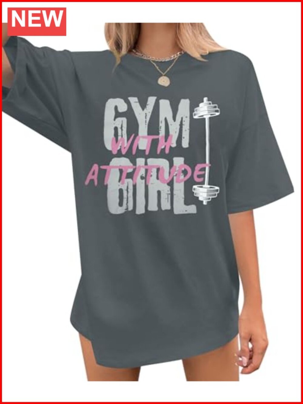 Women's Oversized Graphic Fitness Tee Funny Gym Shirt Soft Cotton Crew Neck
